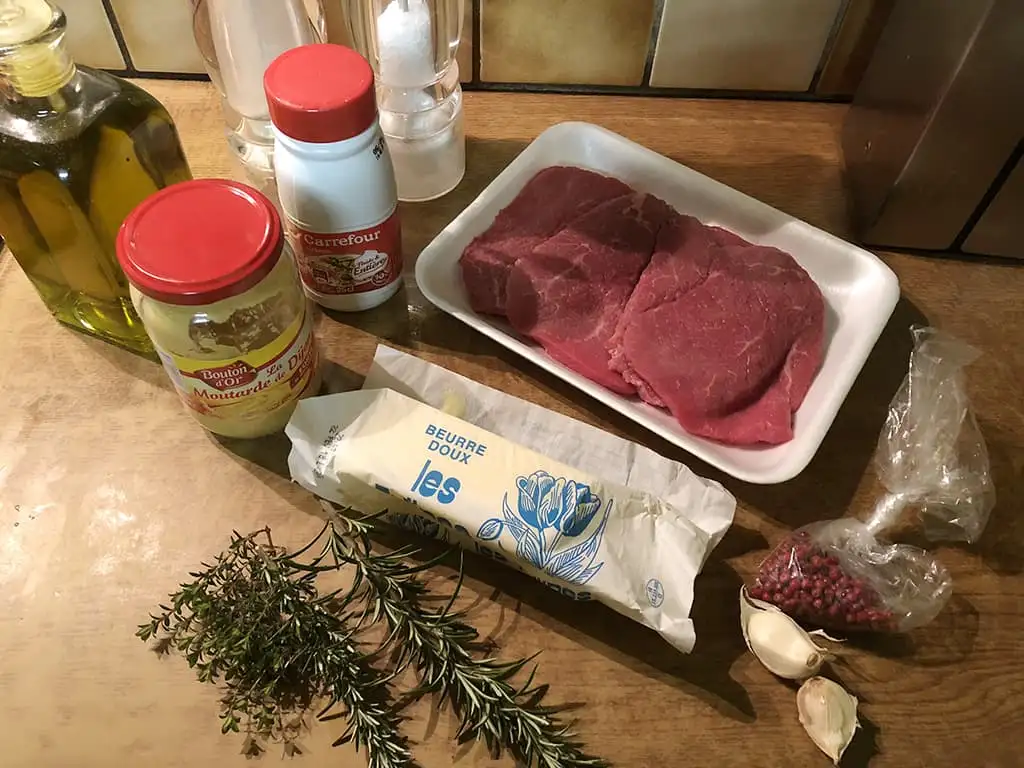 Biefstuk met roze pepersaus ingrediënten