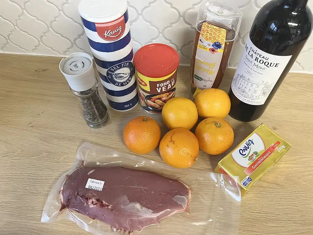 Eendenborst met sinaasappelsaus ingrediënten