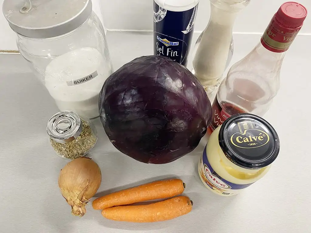 Rode coleslaw ingrediënten