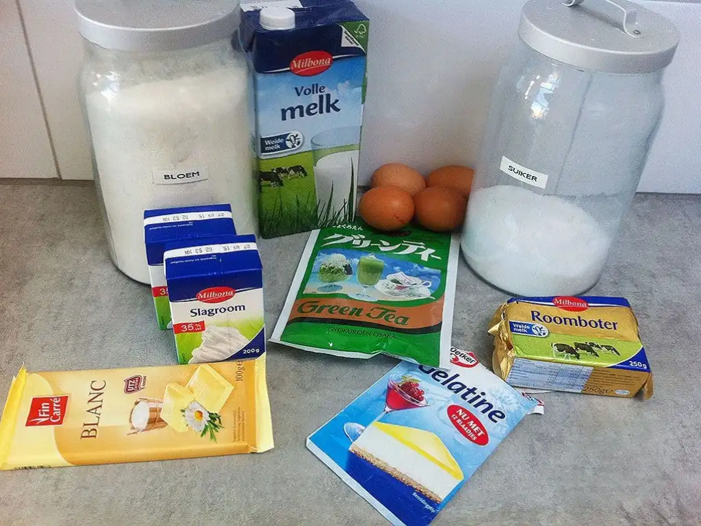 Groene thee Matcha mousse taart ingrediënten