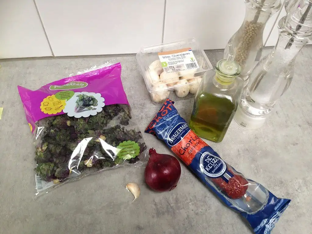 Flower sprouts met chorizo ingrediënten