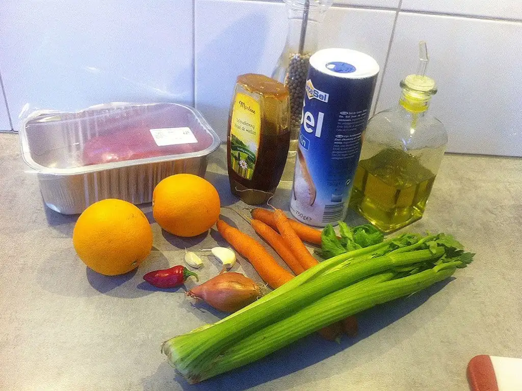 Beenham met sinaasappel ingrediënten