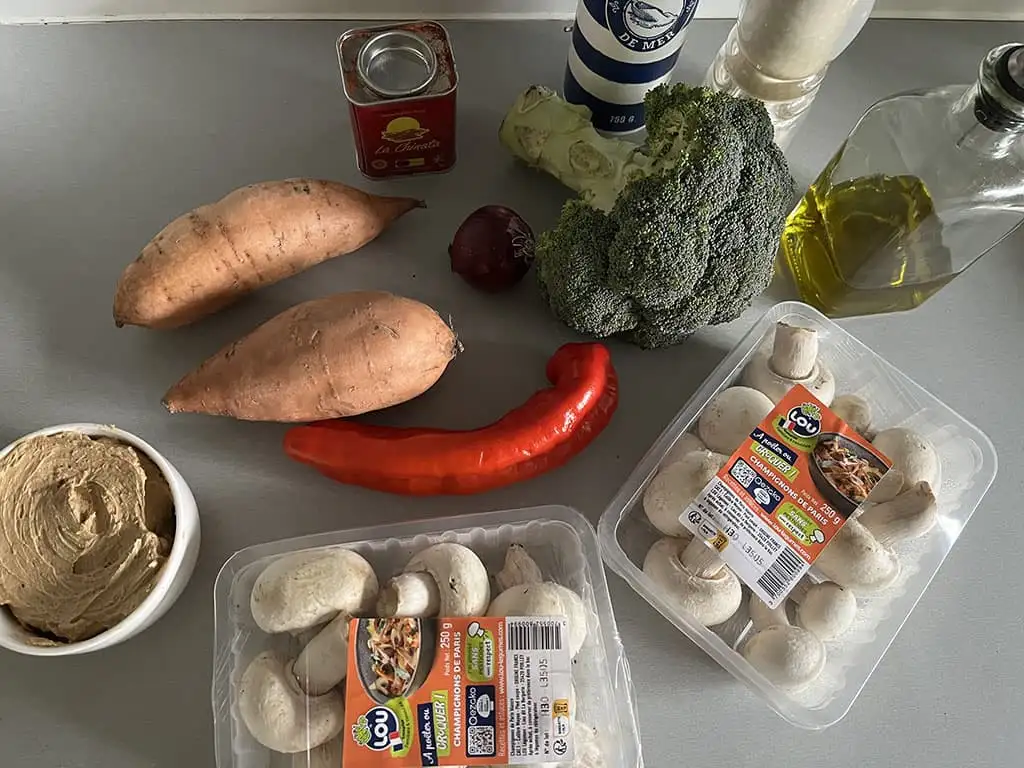 Zoete aardappel traybake ingrediënten