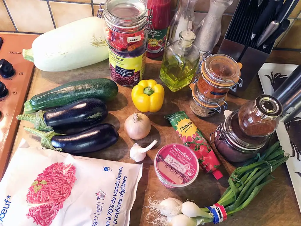 Chili con carne met witte courgette ingrediënten