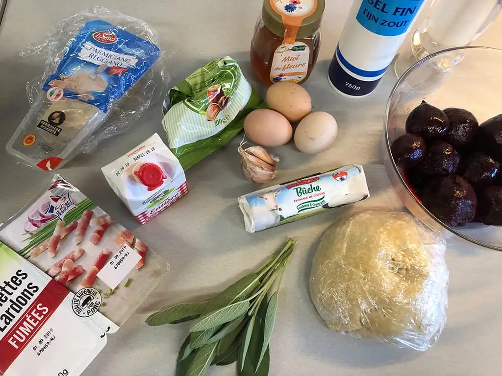 Quiche met rode biet en geitenkaas ingrediënten