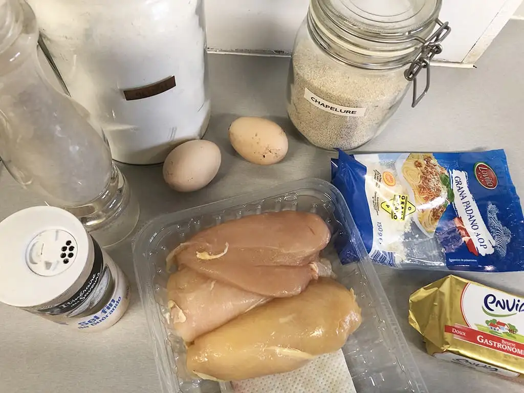 Zelfgemaakte kipschnitzel ingrediënten