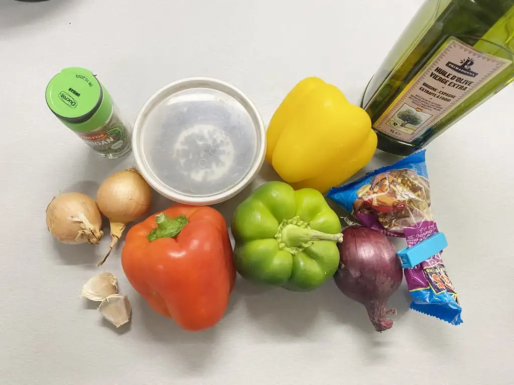 Gebakken paprikasalade ingrediënten