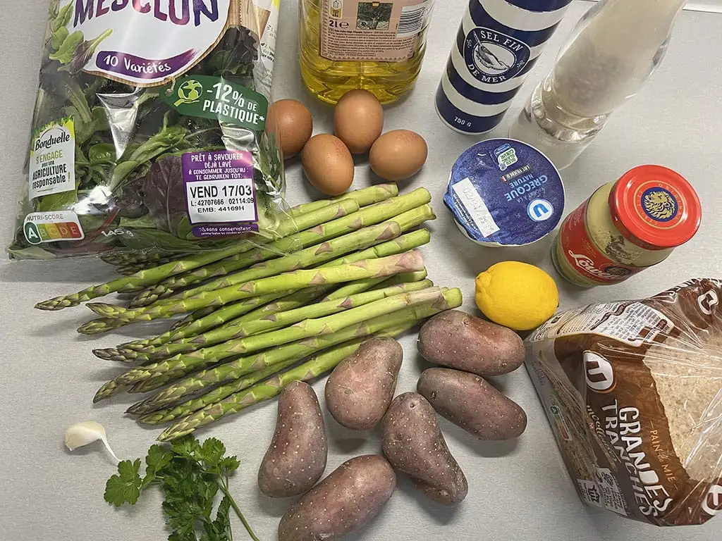 Salade met groene asperges ingrediënten
