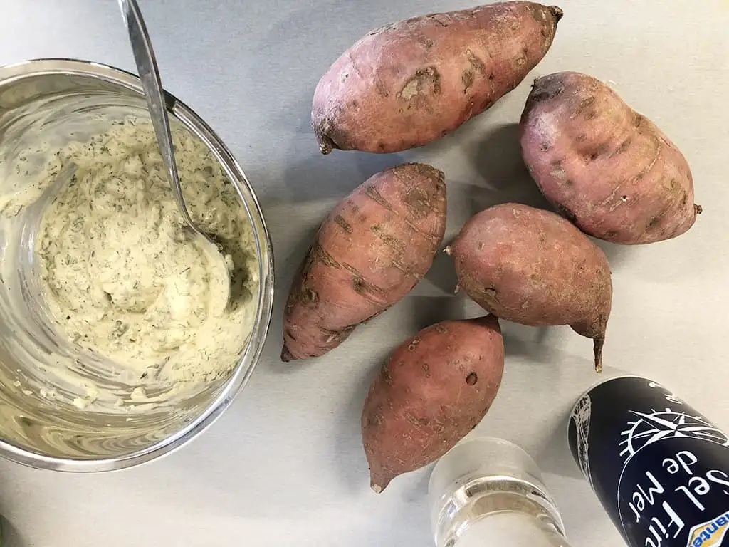 Zoete aardappel van de bbq ingrediënten