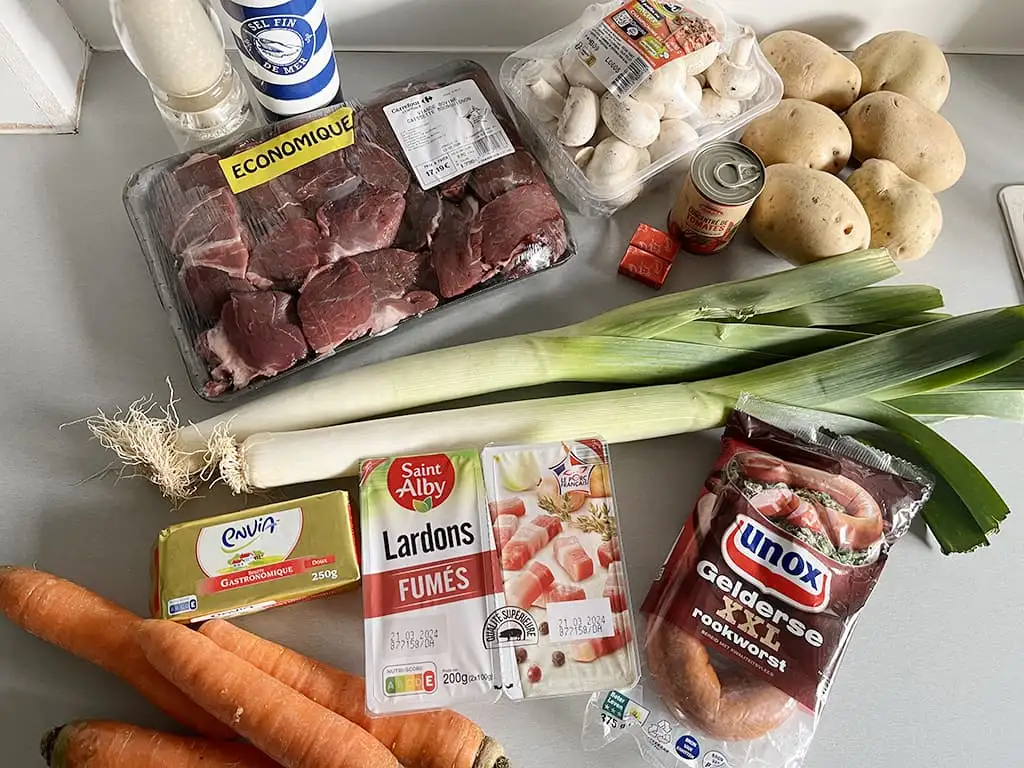 Hollands stoofpotje met rookworst ingrediënten