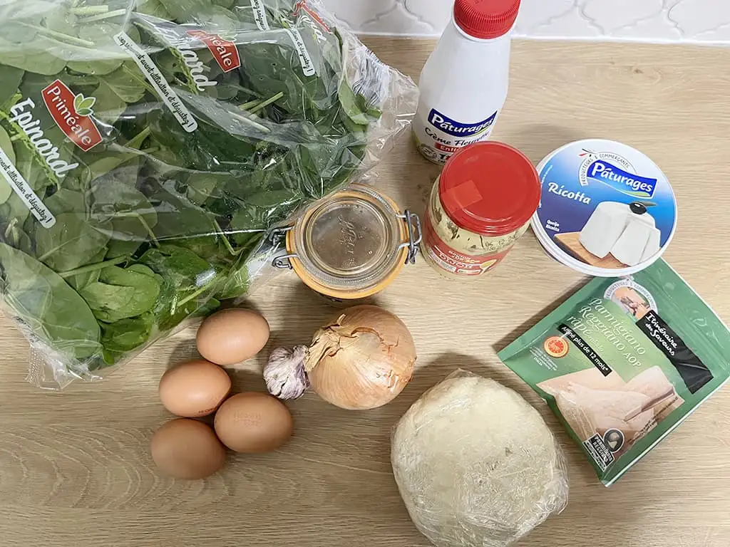 Vegetarische spinaziequiche ingrediënten