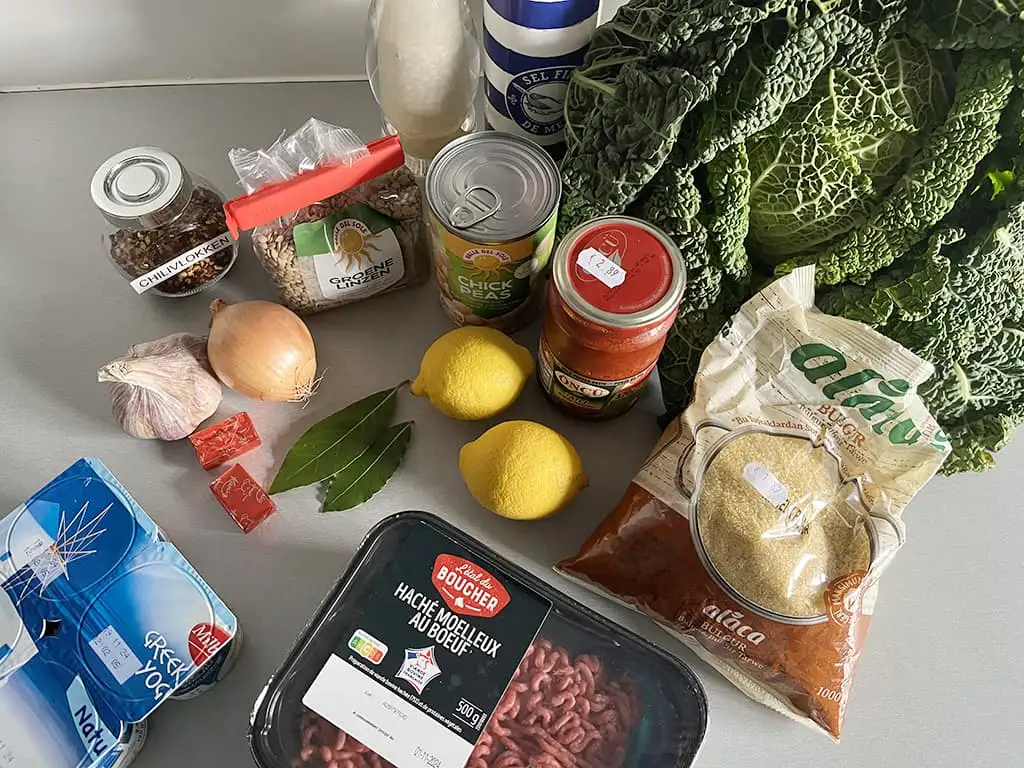 Turkse soep met gehaktballetjes ingrediënten