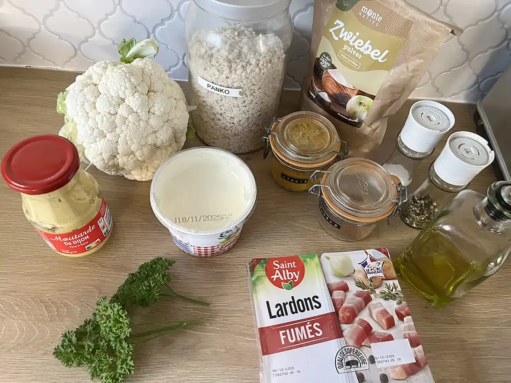 Bloemkool uit de oven met spekjes ingrediënten