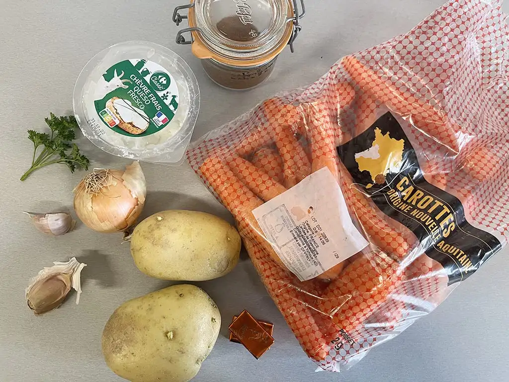 Wortelsoep met geitenkaas ingrediënten