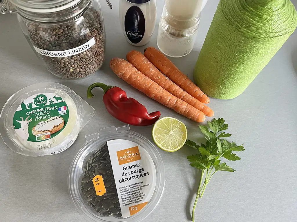 Linzensalade met geitenkaas ingrediënten