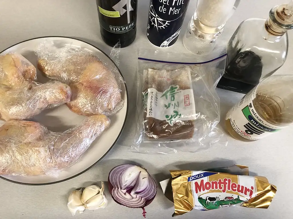 Kip met misosaus ingrediënten