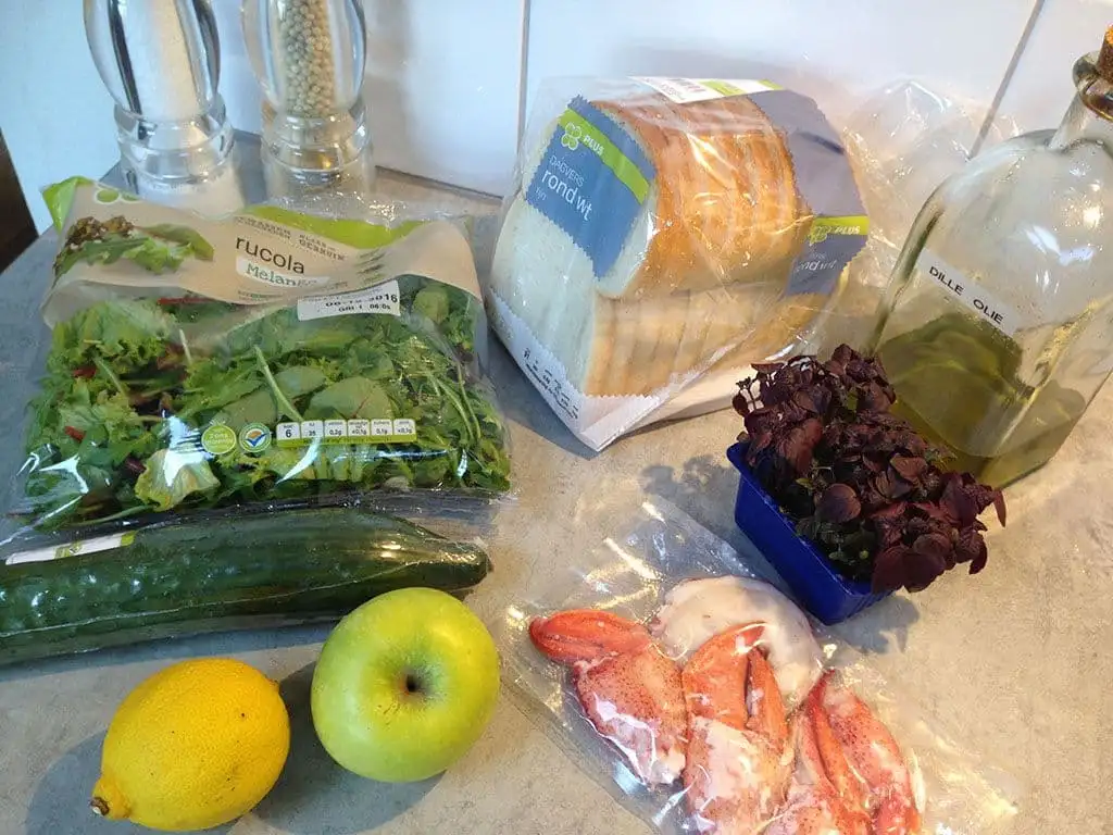 Salade met kreeft en groene appel ingrediënten