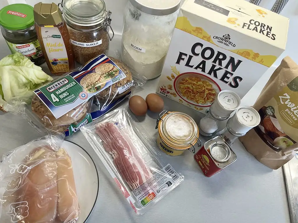 Krokante kipburgers ingrediënten