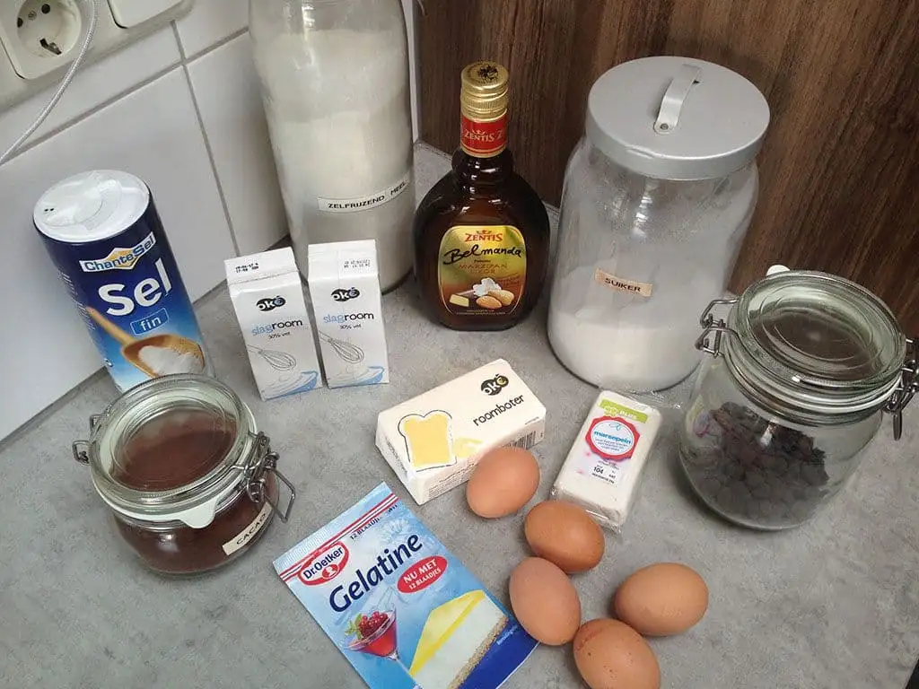 Chocoladetaart met marsepein mousse ingrediënten