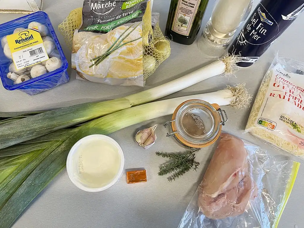 Preischotel met kip en champignons ingrediënten