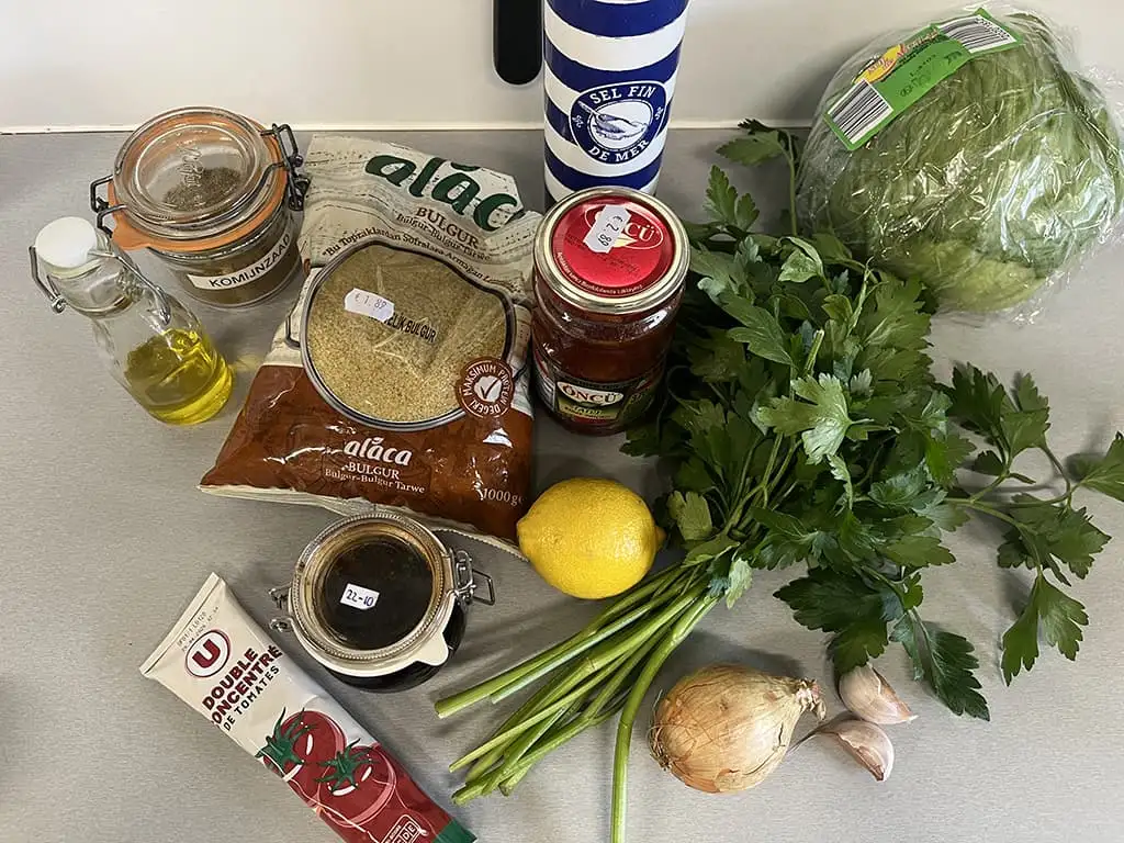Çiğ köfte ingrediënten