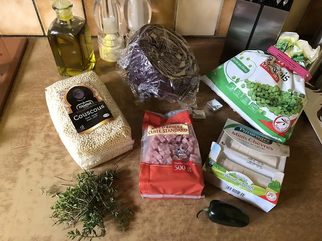 Parelcouscous in rode koolblad met geitenkaas ingrediënten