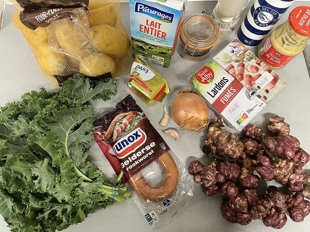 Boerenkool stamppot met aardpeer ingrediënten