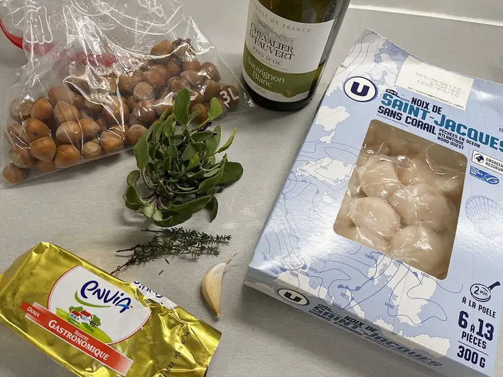 Coquilles met hazelnoten en salie ingrediënten
