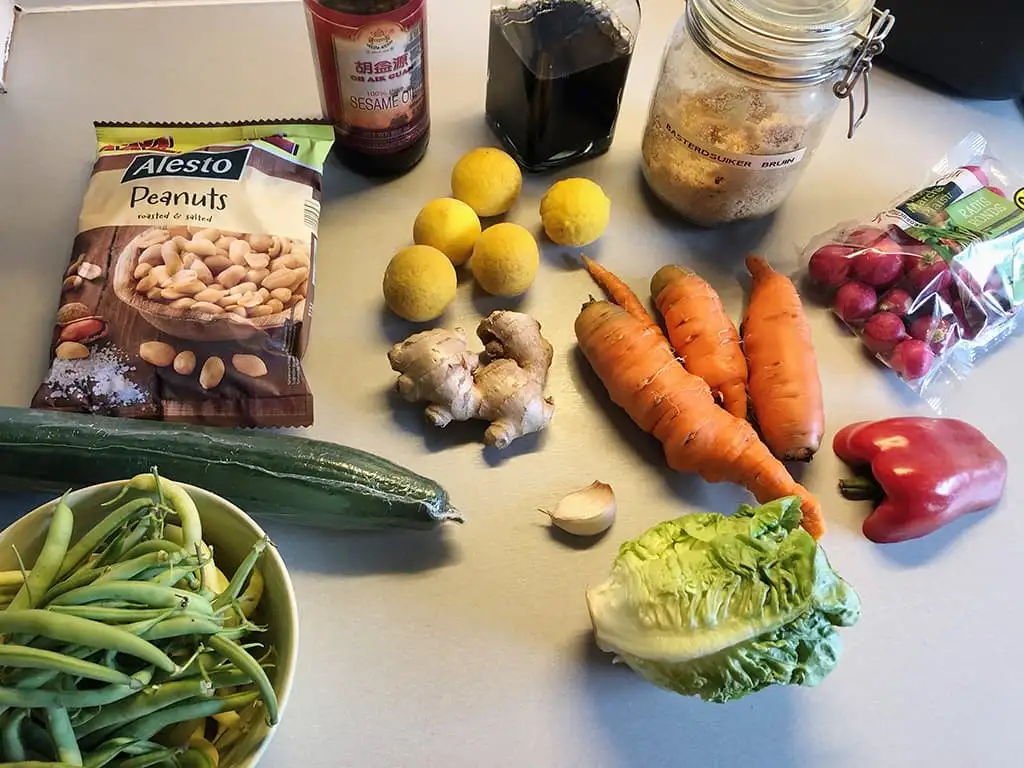 Oosterse salade met yuzu dressing ingrediënten