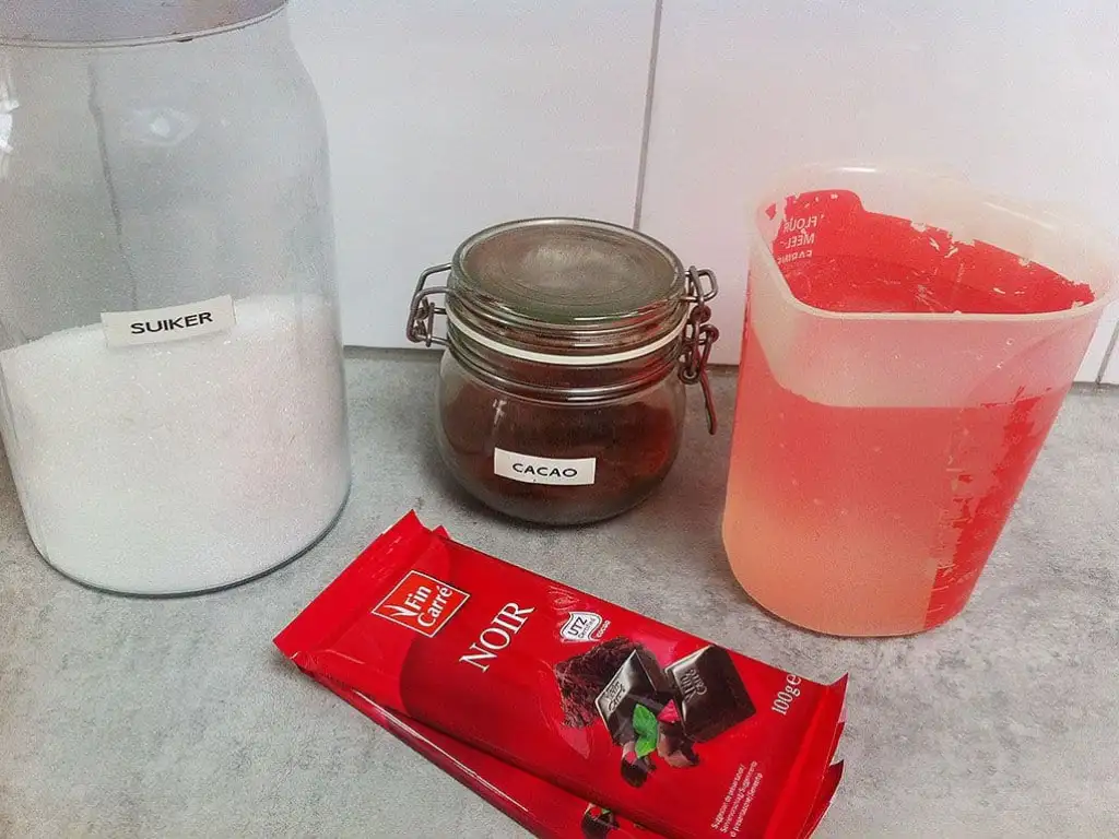 Chocolade sorbetijs ingrediënten