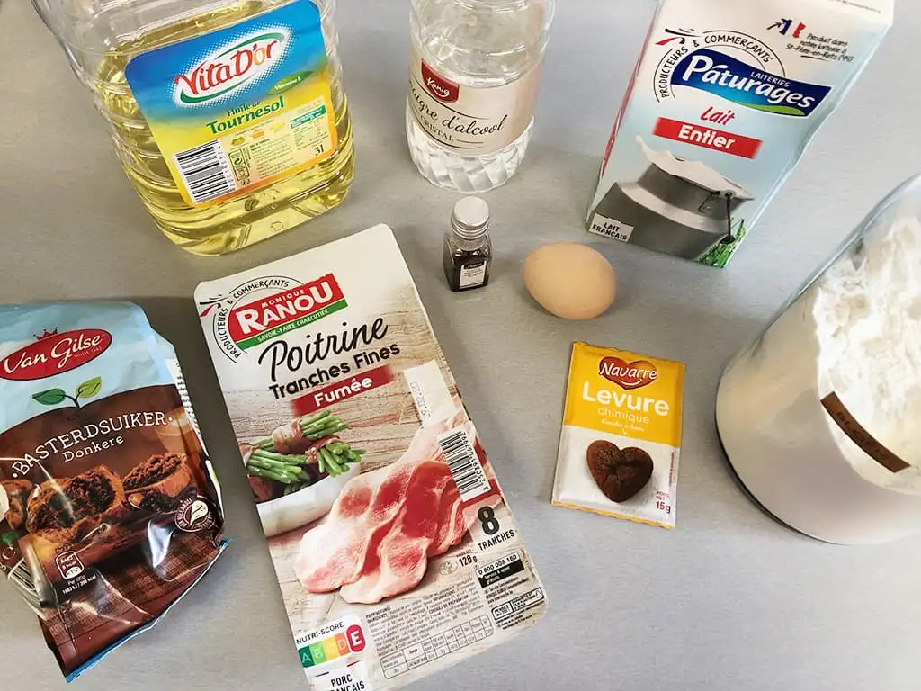 Knapperige wafels met spek ingrediënten