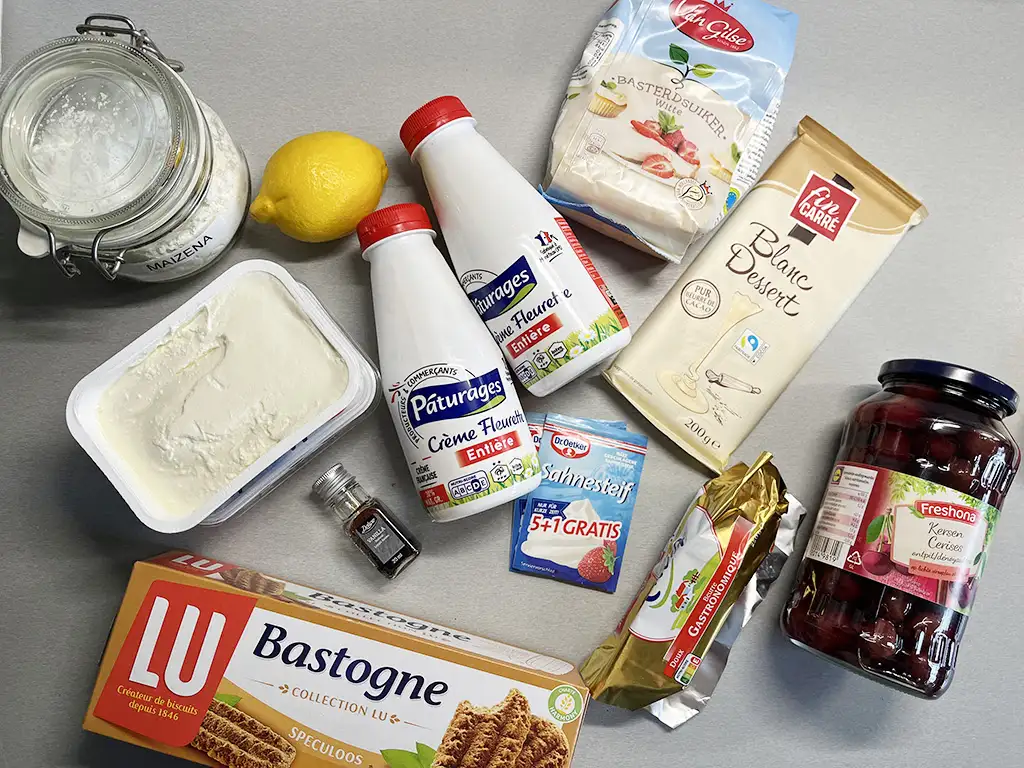 MonChoutaart met bastogne bodem en kersen ingrediënten