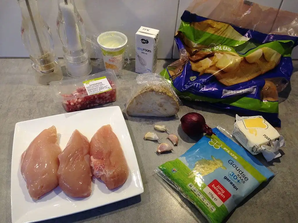 Ovenschotel met romige kip ingrediënten