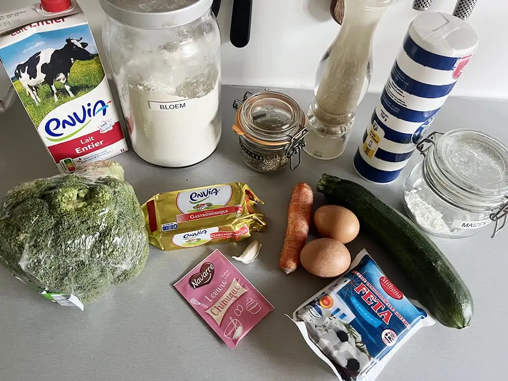 Groentewafels met feta ingrediënten