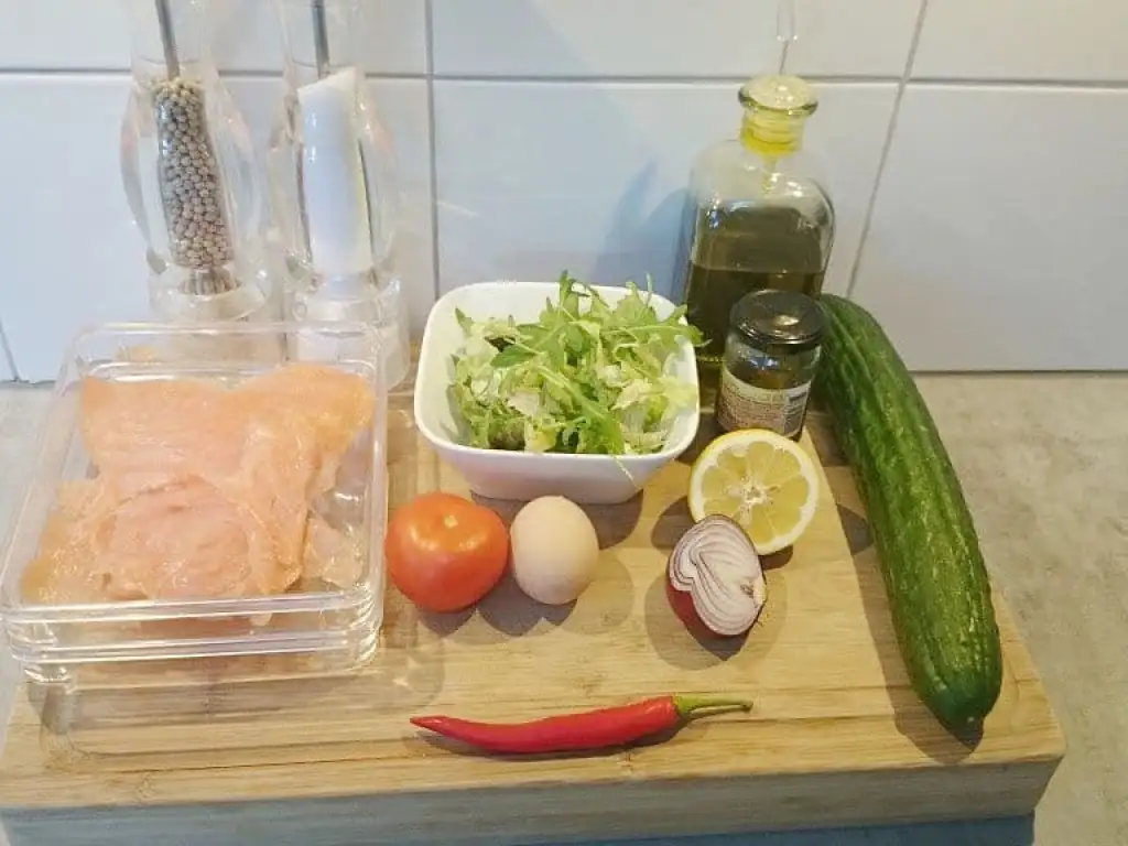 Salade met zalm en ei ingrediënten