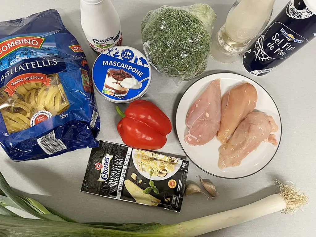 Romige tagliatelle met kip ingrediënten
