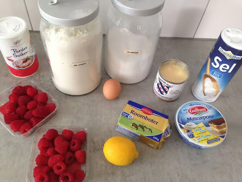 Frambozen mascarpone taart ingrediënten
