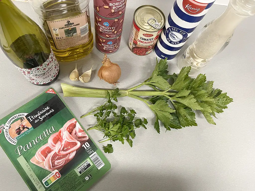 Borlottibonen (kievitsbonen) in tomatensaus ingrediënten