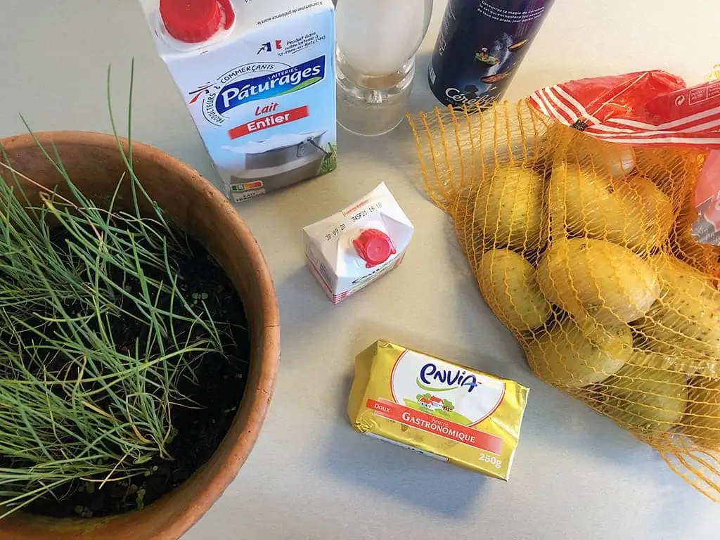 Aardappelpuree met bieslook ingrediënten