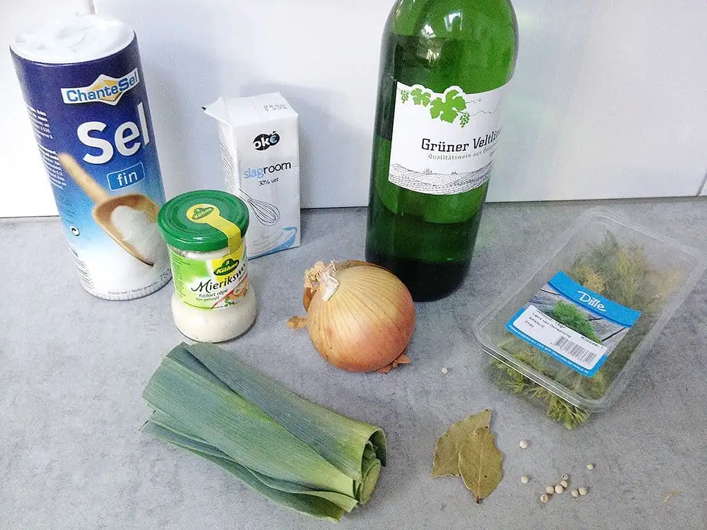 Mierikswortel-roomsaus met zalmforel ingrediënten