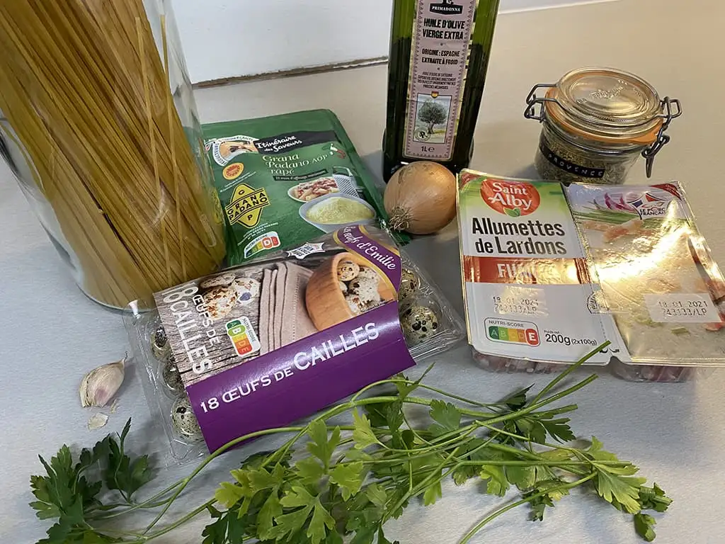 Vogelnestjes pasta met kwarteleitjes ingrediënten