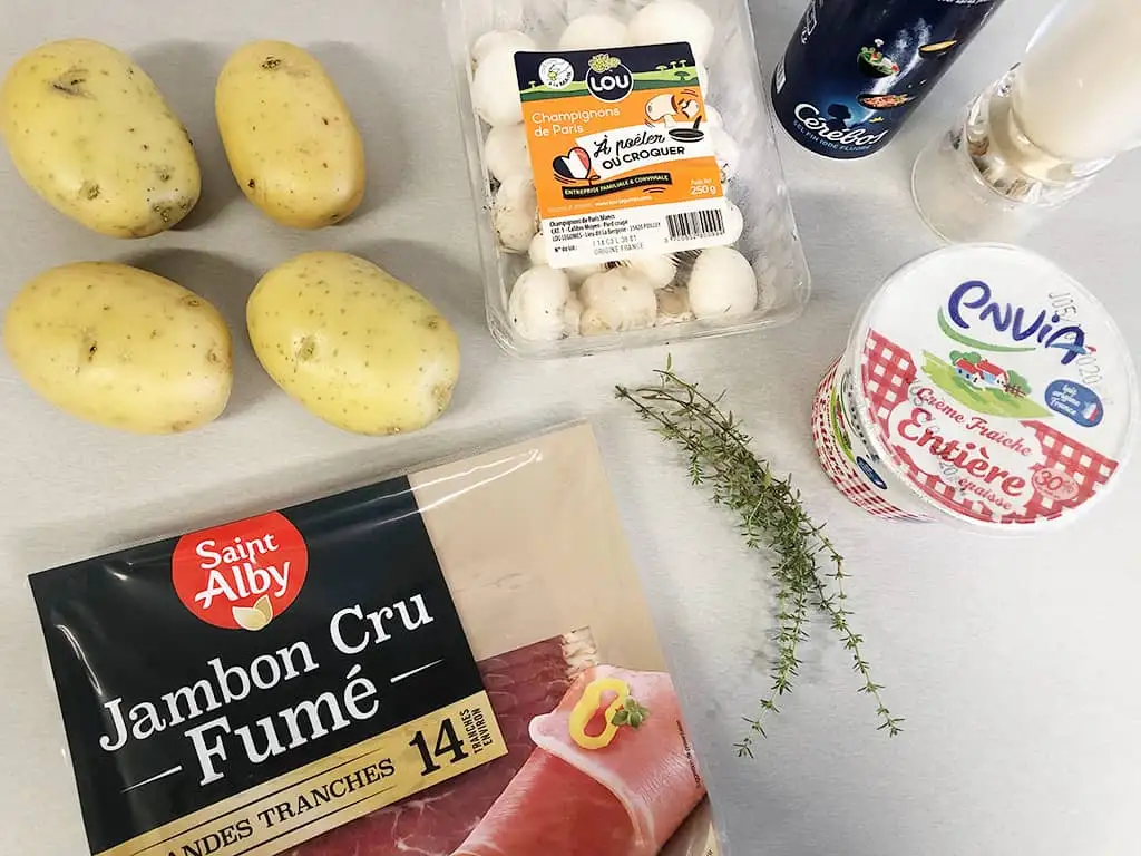 Gepofte aardappel met champignons ingrediënten