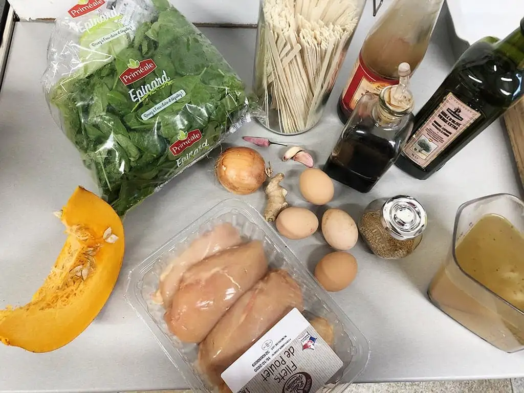 Noedelsoep met spinazie en kip ingrediënten