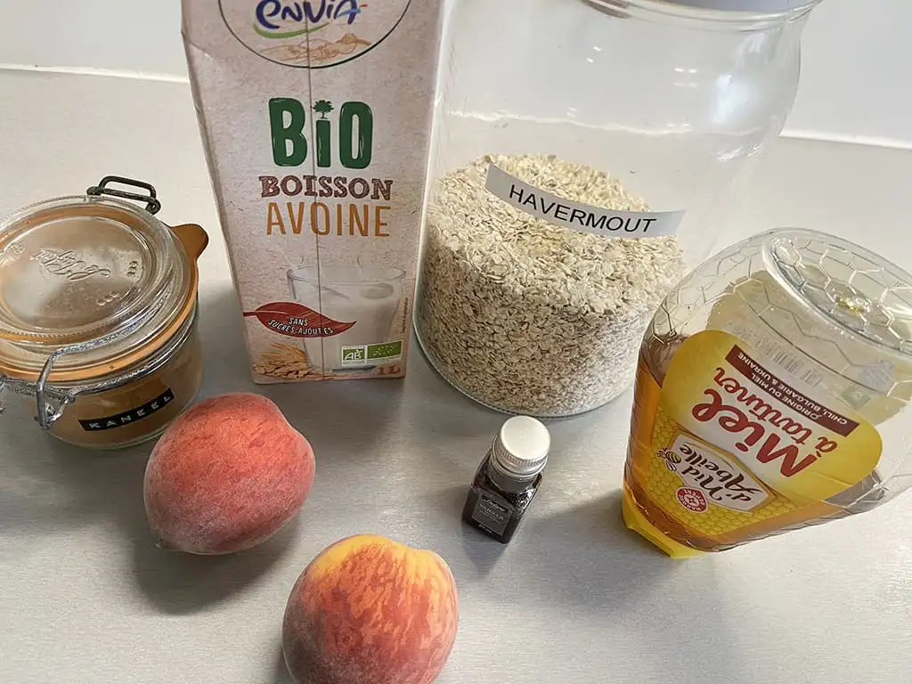 Overnight oats met perzik ingrediënten