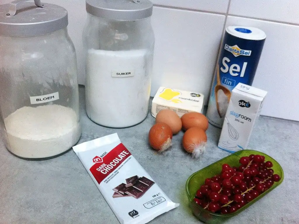 Gesmolten chocolade lava cake -of- Moelleux au chocolat ingrediënten