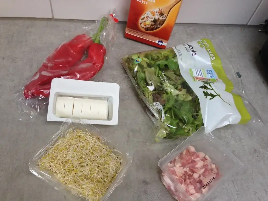 Notenrijstsalade met geitenkaas ingrediënten