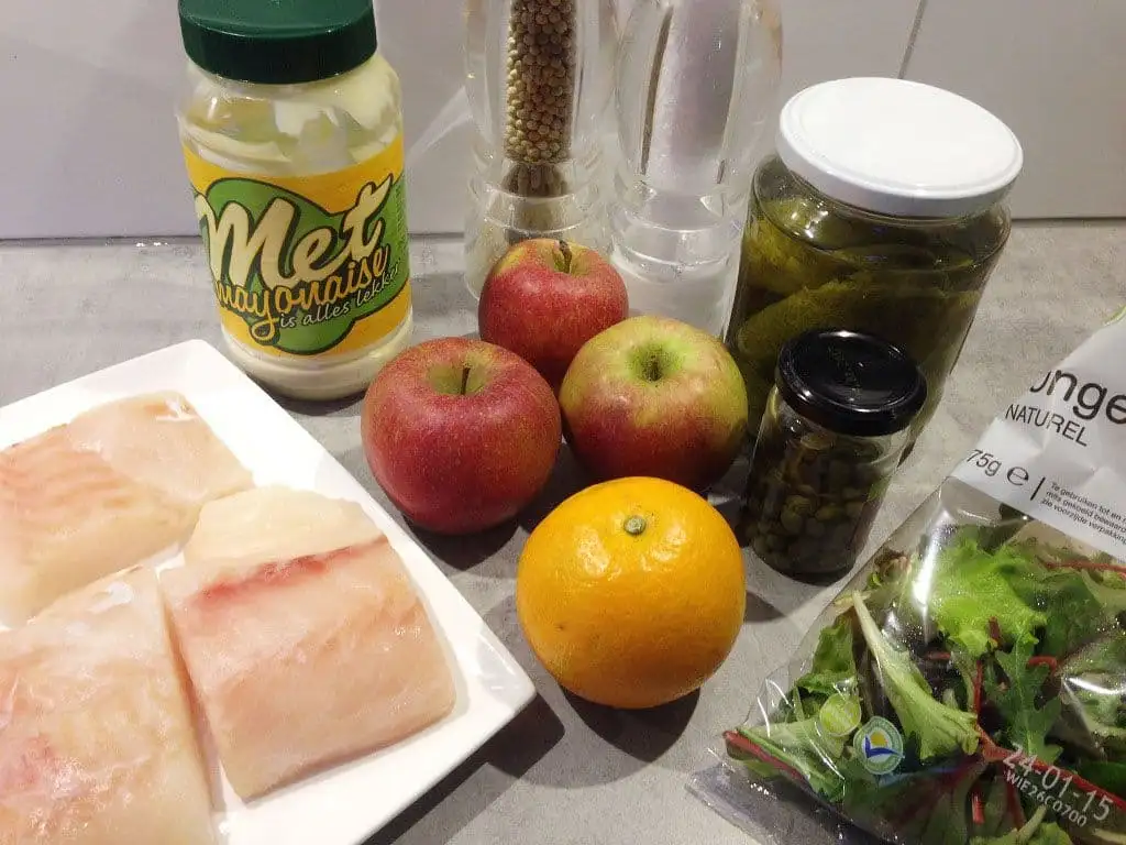 Kabeljauwsalade met appel ingrediënten
