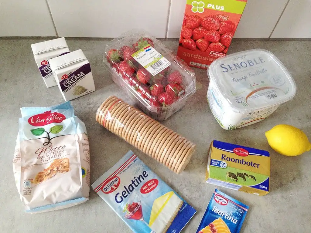 Aardbeien kwarktaart ingrediënten
