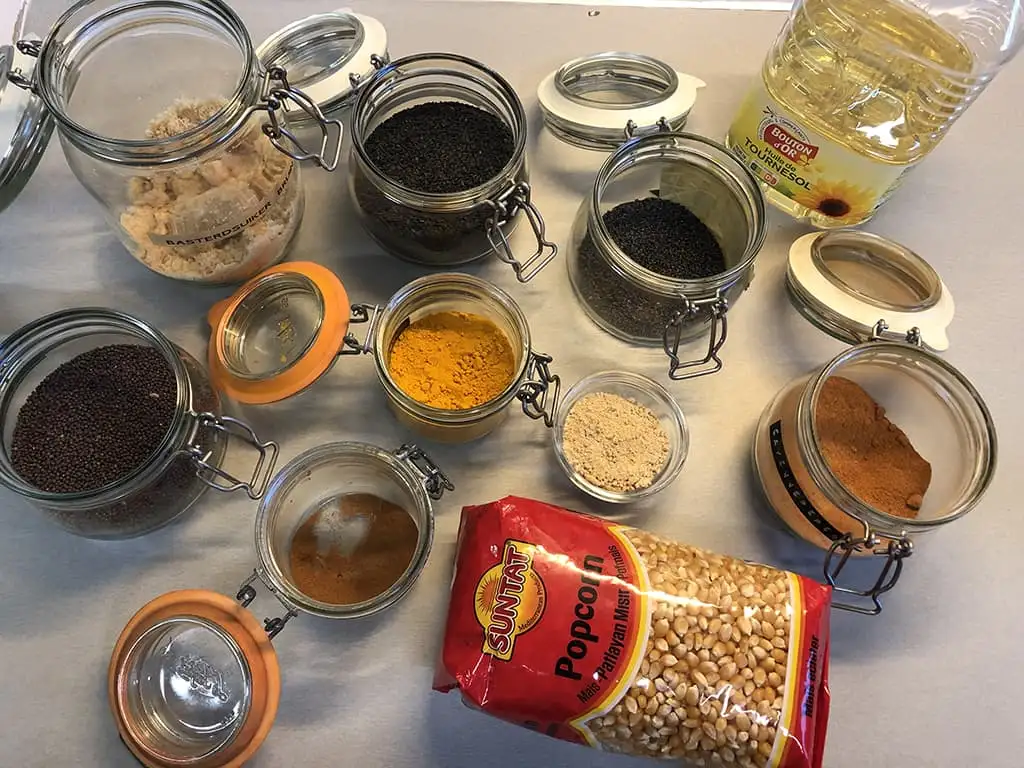 Kruidige popcorn maken ingrediënten