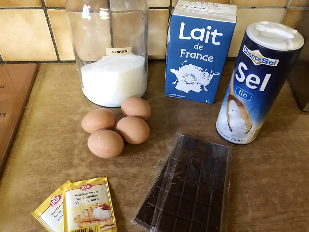 Chocolade flan ingrediënten